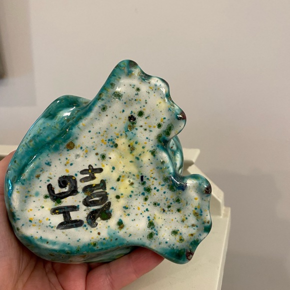 Ceramic frog sponge scrub holder kitchen frog splash drip glaze hobbyist piece - Picture 5 of 5